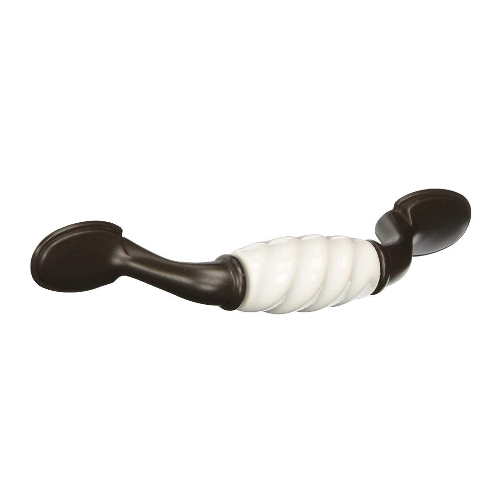 Country Farmhouse Ridged Ceramic Cabinet Drawer Handle Pull 3" Center-to-Center in Oil Rubbed Bronze Finish