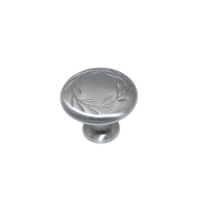 Laurel Leaf Knob in Brushed Satin Knickel Finish