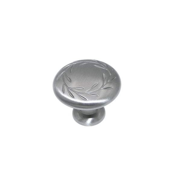 Laurel Leaf Knob in Brushed Satin Knickel Finish