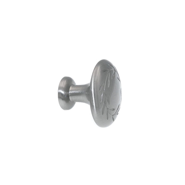 Laurel Leaf Knob in Brushed Satin Knickel Finish