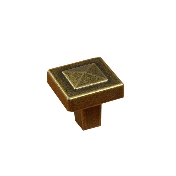 Mission Cabinet Hardware Knob in Antique Brass Finish