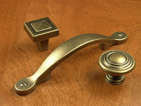 Mission Cabinet Hardware Knob in Antique Brass Finish