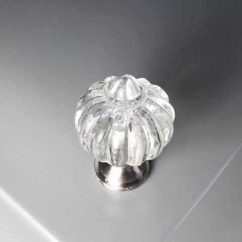 Roman Crystal Glass Look Knob in Brushed Satin Nickel Finish