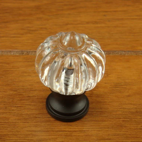 Roman Crystal Glass Look Knob in Oil Rubbed Bronze Finish