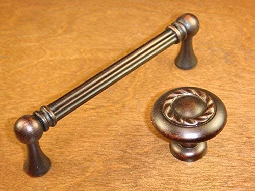 Tudor Cabinet Drawer Handle Pull 3.75" Center-to-Center in Antique Copper Finish